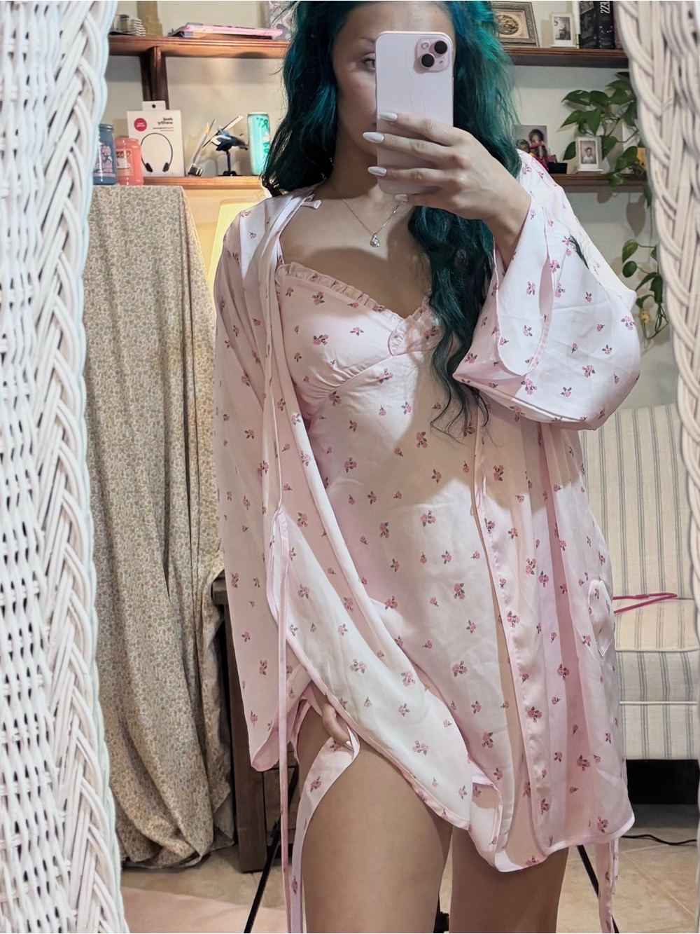 Pink Floral Nightgown Set